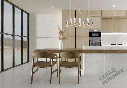 Фото Керамогранит матовый Steppe Ceramics Statuario White белый 600*600*9,5 – купить в Орехово-Зуево: цена, описание, фото. Интернет-магазин 5