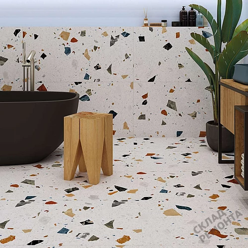 Фото Керамогранит матовый Steppe Ceramics Chips White белый 600*600*9 – купить в Орехово-Зуево: цена, описание, фото. Интернет-магазин 2